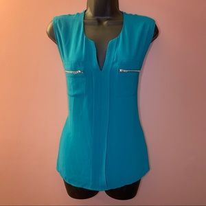 Chiffon Sleeveless Blouse- Teal